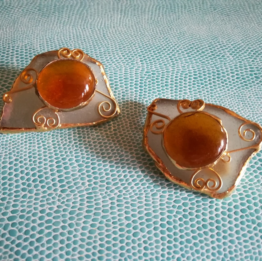 Vintage art glass earrings